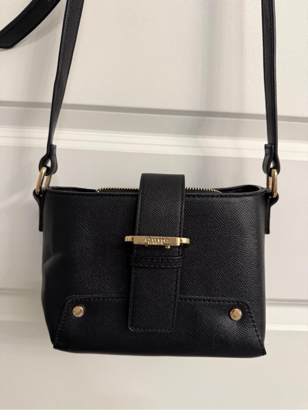 Dune London Black Crossbody Bag with Gold Hardware